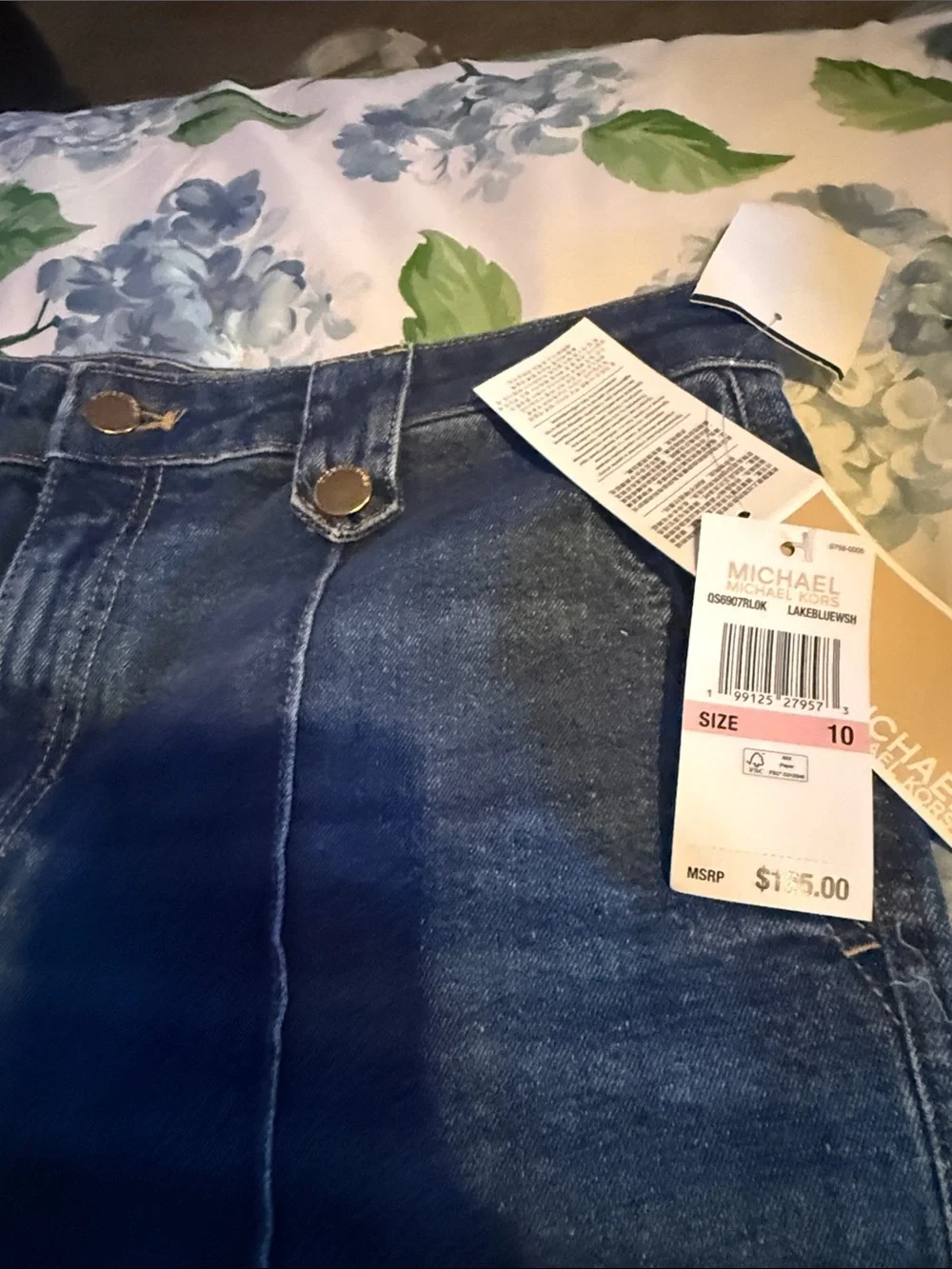 Michael Kors Dark Blue High-Rise Wide-Leg Jeans